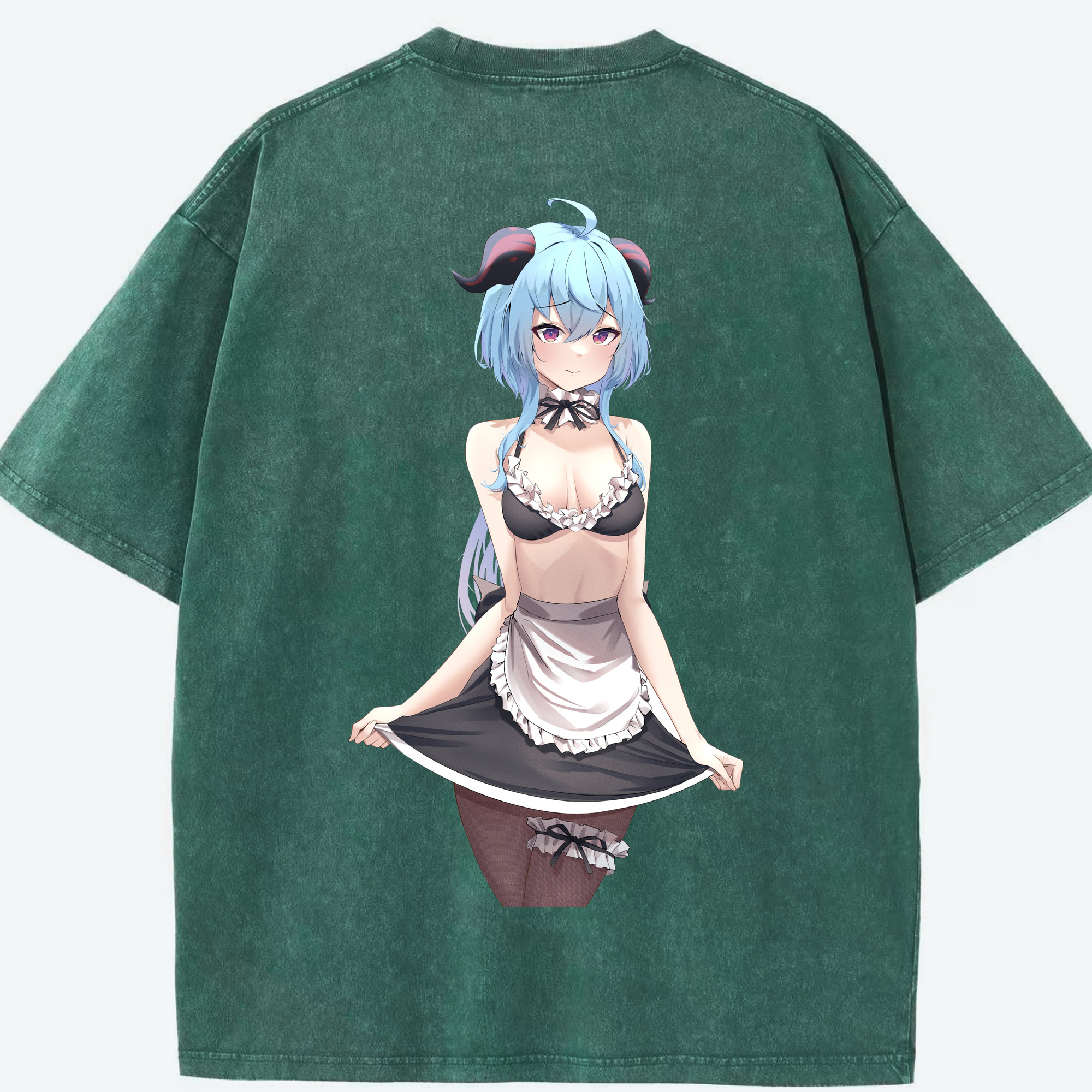 げんし神 甘雨 かんう genshin Ganyu 綿100% ヴィンテージ風 半袖Tシャツ（背面プリント）